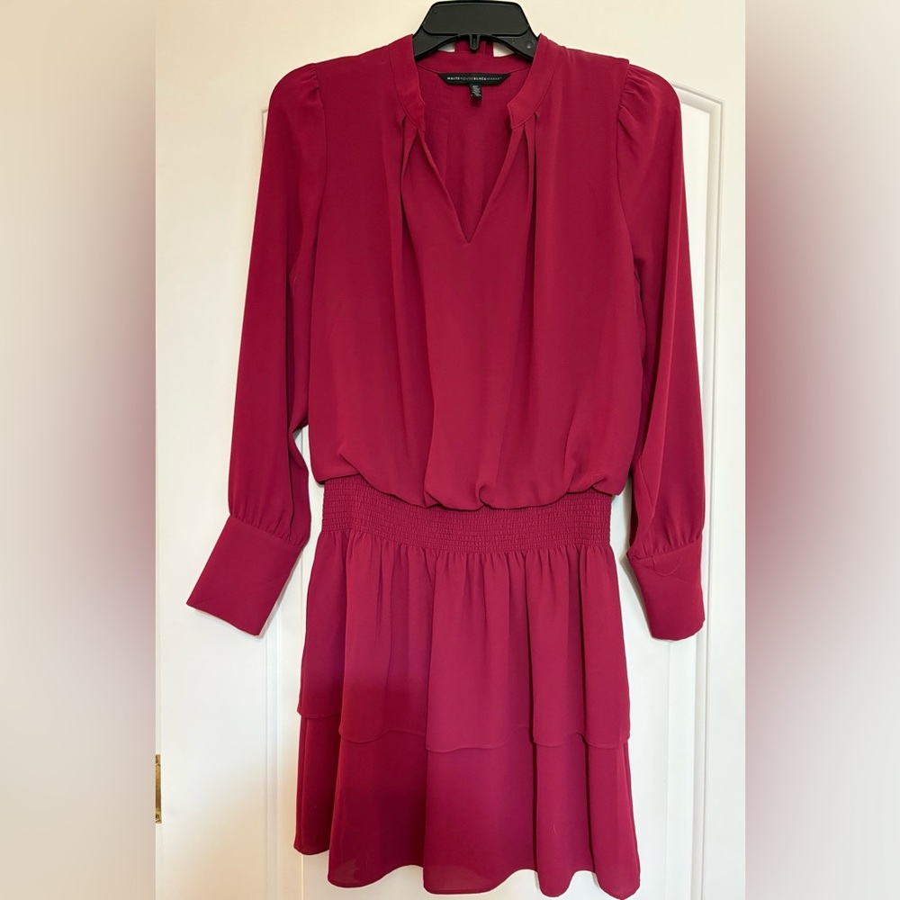 White House Black Market Berry Long Sleeve Dress